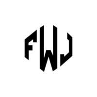 FWJ letter logo design with polygon shape. FWJ polygon and cube shape logo design. FWJ hexagon vector logo template white and black colors. FWJ monogram, business and real estate logo.