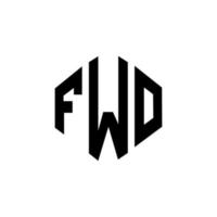 diseño de logotipo de dos letras con forma de polígono. fwo diseño de logotipo en forma de polígono y cubo. fwo hexágono vector logo plantilla colores blanco y negro. fwo monograma, logotipo comercial e inmobiliario.