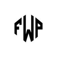 FWP letter logo design with polygon shape. FWP polygon and cube shape logo design. FWP hexagon vector logo template white and black colors. FWP monogram, business and real estate logo.