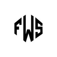 FWS letter logo design with polygon shape. FWS polygon and cube shape logo design. FWS hexagon vector logo template white and black colors. FWS monogram, business and real estate logo.