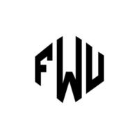 FWU letter logo design with polygon shape. FWU polygon and cube shape logo design. FWU hexagon vector logo template white and black colors. FWU monogram, business and real estate logo.