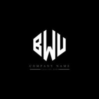 BWU letter logo design with polygon shape. BWU polygon and cube shape logo design. BWU hexagon vector logo template white and black colors. BWU monogram, business and real estate logo.