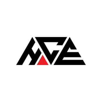 HCE triangle letter logo design with triangle shape. HCE triangle logo design monogram. HCE triangle vector logo template with red color. HCE triangular logo Simple, Elegant, and Luxurious Logo. HCE
