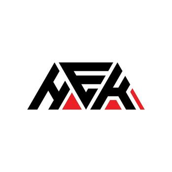 HEK triangle letter logo design with triangle shape. HEK triangle logo design monogram. HEK triangle vector logo template with red color. HEK triangular logo Simple, Elegant, and Luxurious Logo. HEK