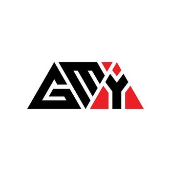 GMY triangle letter logo design with triangle shape. GMY triangle logo design monogram. GMY triangle vector logo template with red color. GMY triangular logo Simple, Elegant, and Luxurious Logo. GMY