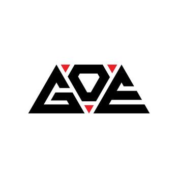 GOE triangle letter logo design with triangle shape. GOE triangle logo design monogram. GOE triangle vector logo template with red color. GOE triangular logo Simple, Elegant, and Luxurious Logo. GOE