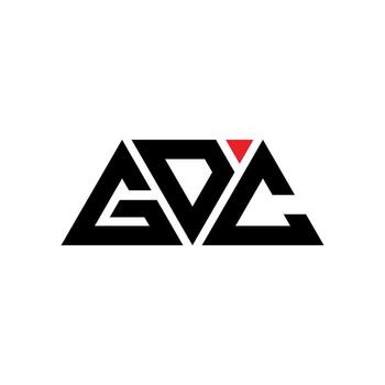 Diseño de logotipo de letra triangular gdc con forma de triángulo. monograma de diseño de logotipo de triángulo gdc. plantilla de logotipo de vector de triángulo gdc con color rojo. logotipo triangular gdc logotipo simple, elegante y lujoso. gcc