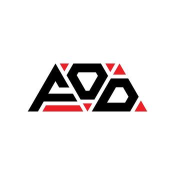 FOD triangle letter logo design with triangle shape. FOD triangle logo design monogram. FOD triangle vector logo template with red color. FOD triangular logo Simple, Elegant, and Luxurious Logo. FOD