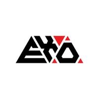 EXO triangle letter logo design with triangle shape. EXO triangle logo design monogram. EXO triangle vector logo template with red color. EXO triangular logo Simple, Elegant, and Luxurious Logo. EXO