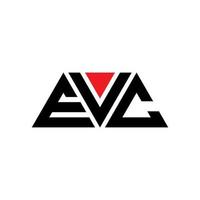 EVC triangle letter logo design with triangle shape. EVC triangle logo design monogram. EVC triangle vector logo template with red color. EVC triangular logo Simple, Elegant, and Luxurious Logo. EVC