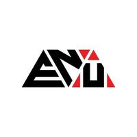 ENU triangle letter logo design with triangle shape. ENU triangle logo design monogram. ENU triangle vector logo template with red color. ENU triangular logo Simple, Elegant, and Luxurious Logo. ENU