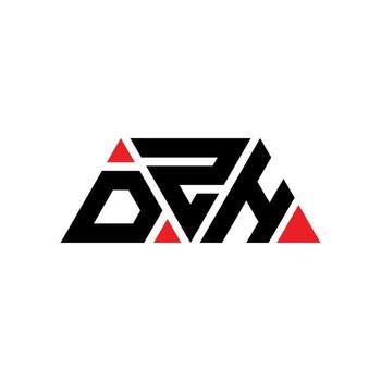 DZH triangle letter logo design with triangle shape. DZH triangle logo design monogram. DZH triangle vector logo template with red color. DZH triangular logo Simple, Elegant, and Luxurious Logo. DZH