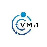 VMJ letter technology logo design on white background. VMJ creative initials letter IT logo concept. VMJ letter design. vector