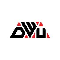 DWU triangle letter logo design with triangle shape. DWU triangle logo design monogram. DWU triangle vector logo template with red color. DWU triangular logo Simple, Elegant, and Luxurious Logo. DWU