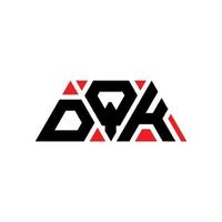 DQK triangle letter logo design with triangle shape. DQK triangle logo design monogram. DQK triangle vector logo template with red color. DQK triangular logo Simple, Elegant, and Luxurious Logo. DQK