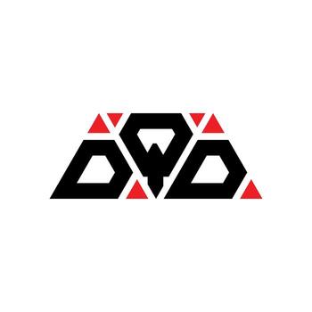 DQD triangle letter logo design with triangle shape. DQD triangle logo design monogram. DQD triangle vector logo template with red color. DQD triangular logo Simple, Elegant, and Luxurious Logo. DQD