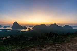 Morning sunrise. Mountains in the Andaman Sea. photo