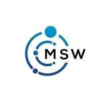 MSW letter technology logo design on white background. MSW creative initials letter IT logo concept. MSW letter design. vector