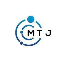 MTJ letter technology logo design on white background. MTJ creative initials letter IT logo concept. MTJ letter design. vector