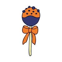 Halloween 2022 - October 31. A traditional holiday, the eve of All Saints Day, All Hallows Eve. Trick or treat. Vector illustration in hand-drawn doodle style. Lollipop on a stick.