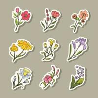 Handdrawn Aesthetics Floral Sticker vector