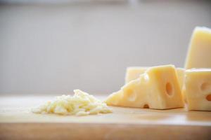 Beautiful cheeses in the kitchen - cheese food preparing concept photo