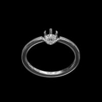 Ring without Diamond on a black background. 3d render photo