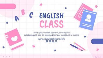 English Class Video Thumbnail Template Hand Drawn Cartoon Flat Illustration vector