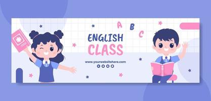 English Class Cover Template Hand Drawn Cartoon Flat Illustration vector