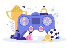 juego de deportes de apuestas en línea con monedas de oro y servicio de aplicación de apuestas en vivo transmisión deportiva en ilustración plana de dibujos animados dibujados a mano vector