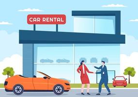 Car Rental, Booking Reservation and Sharing using Service Mobile Application with Route or Points Location in Hand Drawn Cartoon Flat Illustration vector