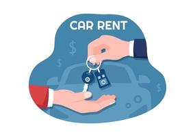 Car Rental, Booking Reservation and Sharing using Service Mobile Application with Route or Points Location in Hand Drawn Cartoon Flat Illustration vector