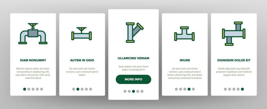 conjunto de iconos de elementos de incorporación de tubería vector