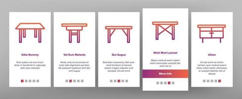 Table Desk Onboarding Icons Set Vector