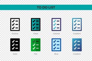 To Do List icon in different style. To Do List vector icons designed in outline, solid, colored, filled, gradient, and flat style. Symbol, logo illustration. Vector illustration