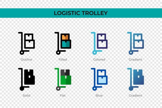 Logistic Trolley icon in different style. Logistic Trolley vector icons designed in outline, solid, colored, filled, gradient, and flat style. Symbol, logo illustration. Vector illustration