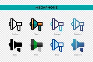 Megaphone icon in different style. Megaphone vector icons designed in outline, solid, colored, filled, gradient, and flat style. Symbol, logo illustration. Vector illustration