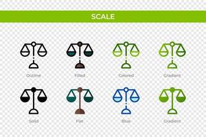 Scale icon in different style. Scale vector icons designed in outline, solid, colored, filled, gradient, and flat style. Symbol, logo illustration. Vector illustration