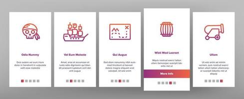 Pirate Things Onboarding Icons Set Vector