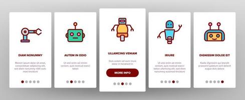 Robot High Technology Onboarding Icons Set Vector