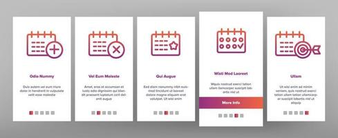 Schedule Onboarding Icons Set Vector