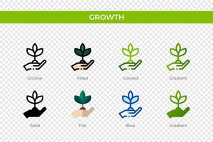 Growth icon in different style. Growth vector icons designed in outline, solid, colored, filled, gradient, and flat style. Symbol, logo illustration. Vector illustration