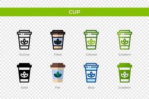 Cup icon in different style. Cup vector icons designed in outline, solid, colored, filled, gradient, and flat style. Symbol, logo illustration. Vector illustration