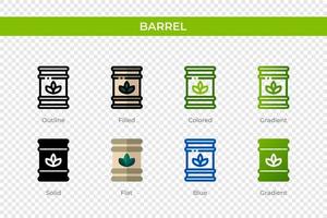 icono de barril en un estilo diferente. iconos vectoriales de barril diseñados en contorno, sólido, coloreado, relleno, degradado y estilo plano. símbolo, ilustración de logotipo. ilustración vectorial vector