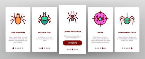 Spider Silhouette Onboarding Icons Set Vector