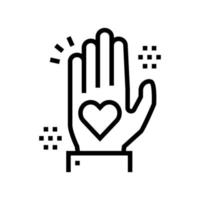 heart on palm line icon vector illustration