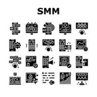 conjunto de iconos de colección de marketing de medios smm vector
