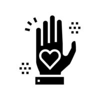 heart on palm glyph icon vector illustration