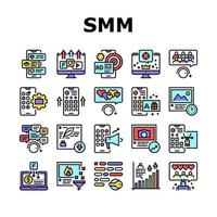 conjunto de iconos de colección de marketing de medios smm vector