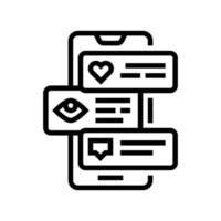 smm like view and comment phone screen line icon vector illustration